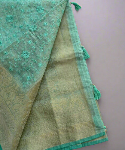 Sea Green Colored Saree