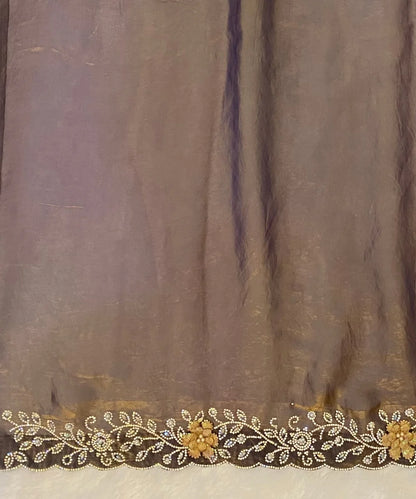 Golden-Dust Colored Satin Tissue Saree for Occasion