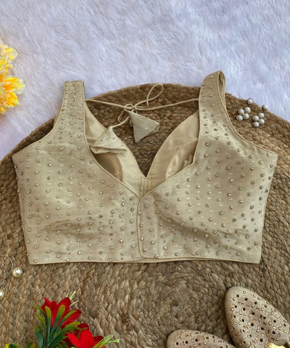 Beige Colored Embellished Blouse