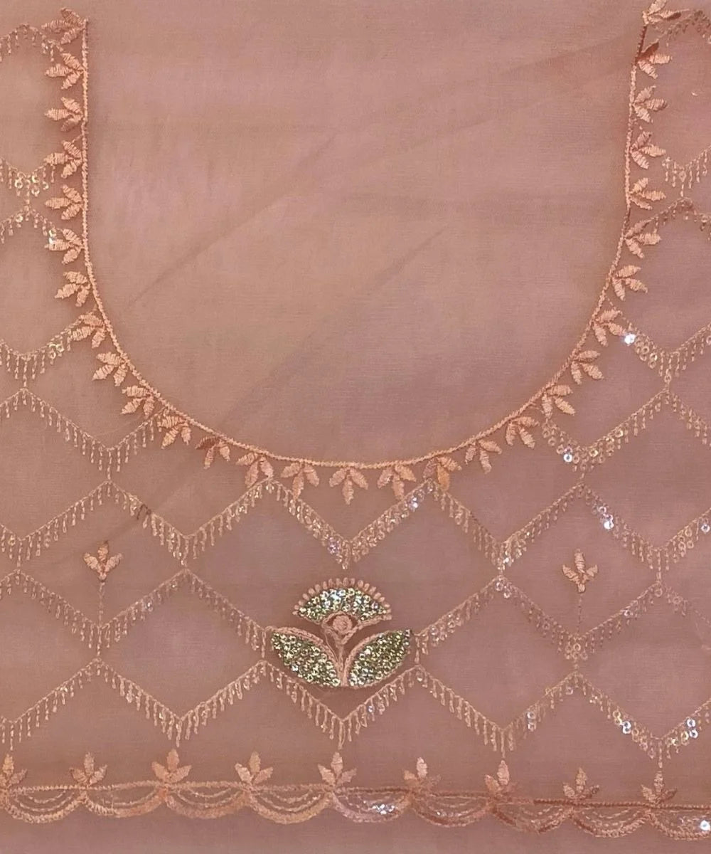 Net Peach Saree