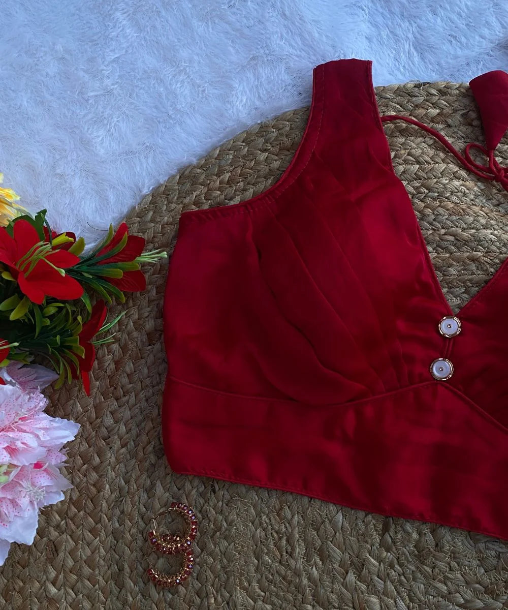 Red Colored Sleeveless Blouse