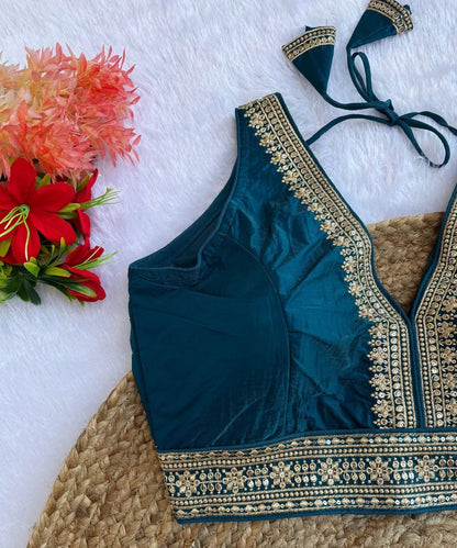 Turquoise Embroidered Blouse