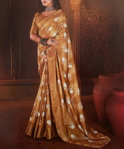 Golden Colored Party Wear Saree