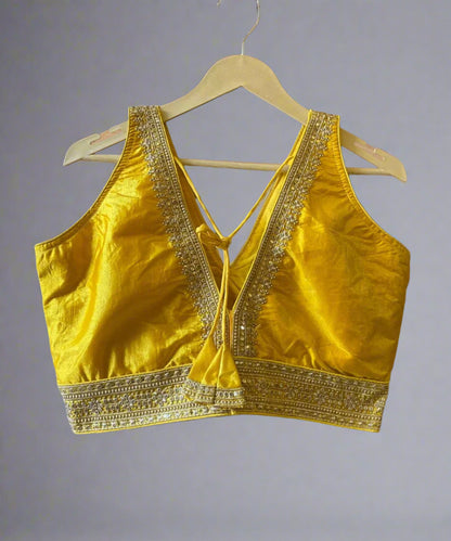 Back side of zari and sequine embroidered blouse